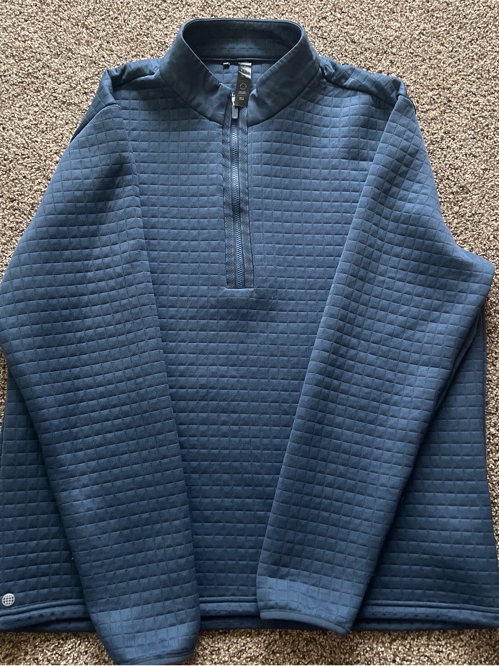 adidas Men's Navy Blue Quilted Half-Zip Sweater